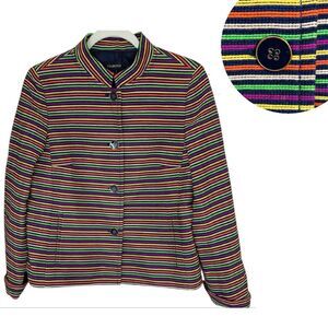 Talbots‎ Striped Jacket Blazer Size 8 Colorful Rainbow Standup Collar Career